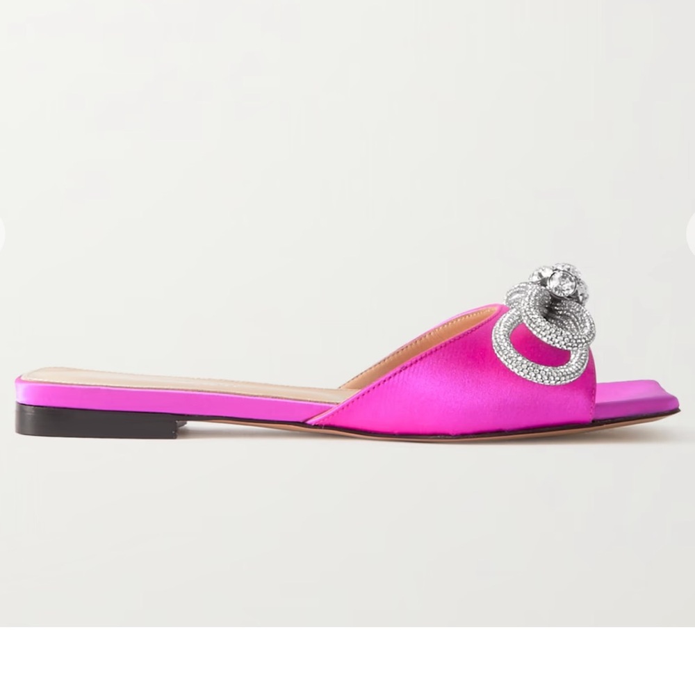 🌺 MACH & MACH🌺 Double Bow Embellished Satin Mules Size: 37.5 - Picture 6 of 15